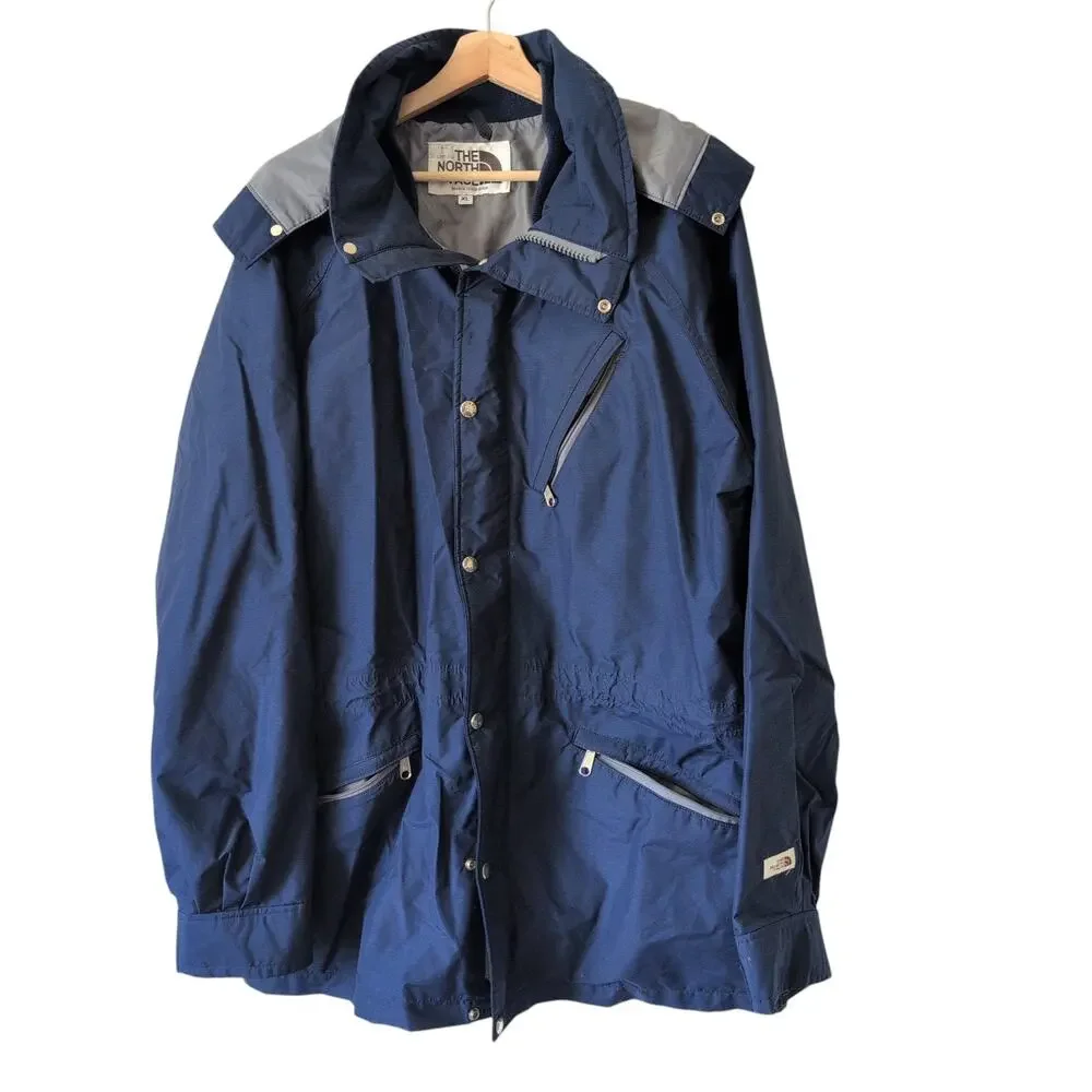 Vintage The North‎ Face 1970s Brown Label Jacket Navy Blue Gore-Tex Men's XL